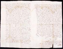 1694 Latin nyelvű dokumentum a Khuen-Héderváry családi Archívum bélyegzőjével, Bogya György a sümegi...