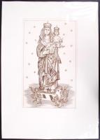 Vén Zoltán (1941-): Szent Borbála. Rézkarc, papír, jelzés nélkül, 37×23 cm