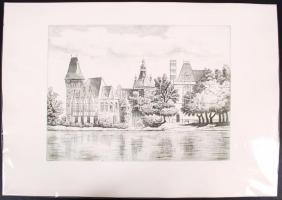 Ismeretlen alkotó: Vajda Hunyad vára. Rézkarc, papír, jelzés nélkül, 28×39 cm