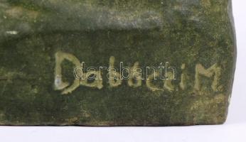 Dabóczi Mihály (1905-1980): Ülő asszony. Festett kemény cserép, jelzett, ragasztott, m:32 cm