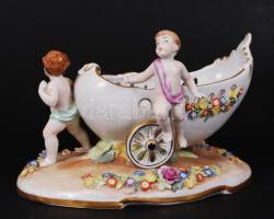 PMP Dresden Plaue puttók a kocsival, kézzel festett, jelzett, hibátlan, m:17 cm, h:26 cm / PMP Gdr c...