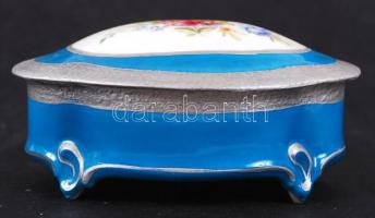 Ilmenau német ékszeres dobozka, kézzel festett, jelzett, hibátlan, 11×9 cm