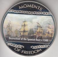 Libéria 2004. 10$ "Szabadság pillanatai-A spanyol armada pusztulása 1588." multicolor T:PP Liberia 2004. 10 Dollars "Moments of Freedom-Destruction of the Spanish fleet 1588." multicolor C:PP
