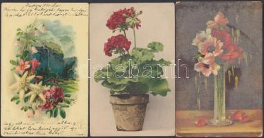 3 db régi virág motívumlap / 3 flower motive cards