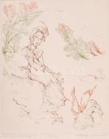 Almássy Aladár (1946-): Kecskés Mytológia. Rézkarc 40/100, papír, jelzett, 24×20 cm