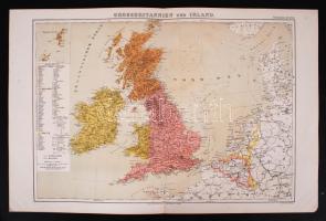 cca 1890 Nagy Britannia, német nyelven, Brockhaus /  Maps from Brockhaus, 34,5x55cm