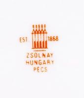 12 db Zsolnay tányér, matricás, jelzett, hibátlan