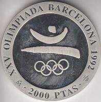 Spanyolország 1990. 2000P Ag "Olimpia-szimbólum" T:PP Spain 1990. 2000 Pesetas Ag "Olympics - symbol" C:PP