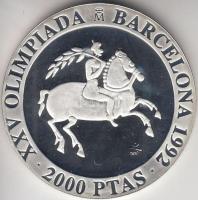 Spanyolország 1991. 2000P Ag "Olimpia-lovas" T:PP Spain 1991. 2000 Pesetas Ag "Olympics - Medieval rider" C:PP