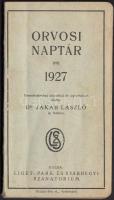 1927 Orvosi naptár, korabeli kézírásos jegyzetekkel, adatokkal