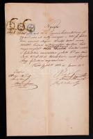 1861 Győr, Nyugta hitelező számára felvett összegről 6, 7 és 50 krajcáros illetékbélyeggel.