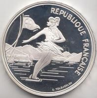 Franciaország 1989. 100Fr Ag "Téli olimpia-jégkorcsolya" T:PP France 1989. 100 Francs Ag "Winter Olympics Albertville - Ice Skating Couple" C:PP
