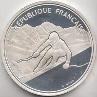 Franciaország 1989. 100Fr Ag "Téli olimpia-Alpesi síelés" T:PP France 1989. 100 Francs Ag "Winter Olympics Albertville - lpine skiing" C:PP