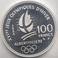 Franciaország 1989. 100Fr Ag "Téli olimpia-Alpesi síelés" T:PP
France 1989. 100 Francs Ag ...