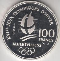Franciaország 1990. 100Fr Ag "Téli olimpia - gyorskorcsolyázása" T:PP
France 1990. 100 Fra...