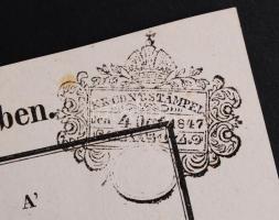 1847 Moson, Keresztlevél szárazpecséttel, koronabélyegzővel és 15 krajcáros szignettával