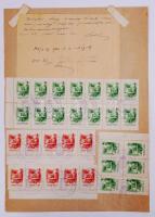 1945 Győr, illetőségi bizonyítványt kérő lap 20 db 10 pengős és 10 db 30 pengős illetékbélyeggel.