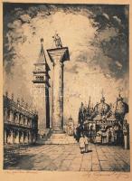 Szentgyörgyvári Gyenes Lajos (1890-1971): Venezia Riva Schiavoni. Akvatinta, karton, jelzett, 38×28 ...