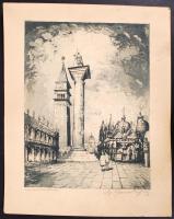 Szentgyörgyvári Gyenes Lajos (1890-1971): Venezia Riva Schiavoni. Akvatinta, karton, jelzett, 38×28 ...