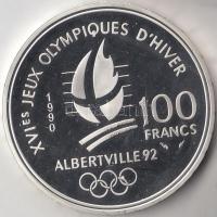 Franciaország 1990. 100Fr Ag "Téli olimpia - szabadstílusú sí" T:PP
France 1990. 100 Franc...