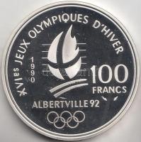 Franciaország 1990. 100Fr Ag "Téli olimpia - bob" T:PP France 1990. 100 Francs Ag "Winter Olympics Albertville - Bobsledding" C:PP