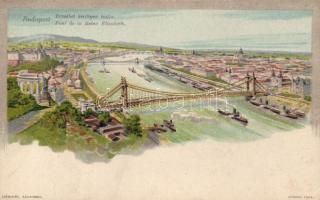 Budapest, Erzsébet híd, litho (EK)