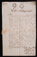 1816 A győri városi bíróságnak címzett levélként feladott irat 5 krajcáros W betűjelű, valamint kontrollszignettával.