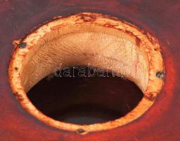 Art deco asztali irattartó órával, kezelt fa, réz szegélyekkel, óra nem működik, 37×28 cm