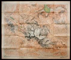 1915 Térkép az ausztriai Dachstein hegycsoportról, 76x92 cm/ Dachstein map, Austria.