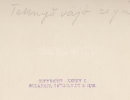 1934 Kerny István (1879-1963): Teknővájó cigánypár, pecséttel jelzett, feliratozott vintage fotó, ki...