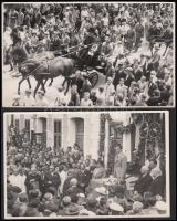 cca 1936-1937 Csík Ferenc olimpikon ünneplése Keszthelyen, ahol korábban diák éveit töltötte, 2 db fotó, 9x14 cm.
