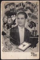 cca 1920-1930 Szenes fotó: Stiller illuzionista reklámgrafikával díszített fotója, 11x17 cm.
