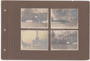 cca 1920-1930 Motorverseny a Hősök terén, 4 db 6x9 cm-es fotó albumlapra ragasztva.