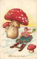 New Year, mushroom, sledging