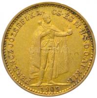 1905KB 20K Au "Ferenc József" Körmöcbánya (6.77g/0.900) T:2 kis ph. Hungary 1905KB 20 Korona Au "Franz Joseph" Kremnitz (6.77g/0.900) C:XF small edge error Huszár: 2198., Adamo K9