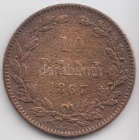Románia 1867. 10B Cu T:3 Romania 1867. 10 Bani Cu C:F