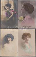6 db régi hölgy motívumú képeslap, közte egy gyermekeket ábrázoló képeslap / 6 old motive cards, ladies, children