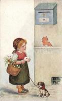 Girl, postbox, artist signed