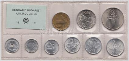 1981. 2f-10Ft 9db klf érmés forgalmi sor fóliatokban, közte 10Ft "FAO" T:1