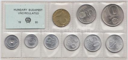 1980. 2f-10Ft 9db klf érmés forgalmi sor fóliatokban T:1