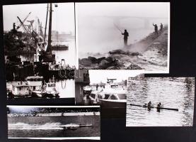 cca 1950-1980 Élet a Dunán, 5 db fotó, 13x18 cm és 18x24 cm között.