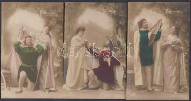 5 db régi, Tannhäuser témájú képeslap / 5 old Wagner´s Tannhäuser illustration