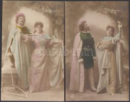 5 db régi, Tannhäuser témájú képeslap / 5 old Wagner´s Tannhäuser illustration