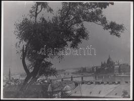 cca 1960 Dunai panoráma a Kossuth híddal, 18x24 cm.