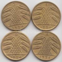 Német Birodalom/Weimari Köztársaság 1924A/D/E/J 10Rpf 4klf T:2,2-
Germany/Weimar Republic 1924A/D/E/...