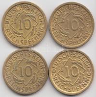 Német Birodalom/Weimari Köztársaság 1924J 10Rpf + 1929D 10Rpf + 1935A/F 10Rpf 2db T:2,2- Germany/Weimar Republic 1924J 10 Rentenpfennig + 1929D 10 Rentenpfennig + 1935A/F 10 Rentenpfennig 2pcs C:XF,VF