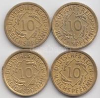 Német Birodalom/Weimari Köztársaság 1924A 10Rpf + 1925A 10Rpf + 1929A 10Rpf + 1936A 10Rpf T:2 Germany/Weimar Republic 1924A 10 Rentenpfennig + 1925A 10 Rentenpfennig + 1929A 10 Rentenpfennig + 1936A 10 Rentenpfennig C:XF