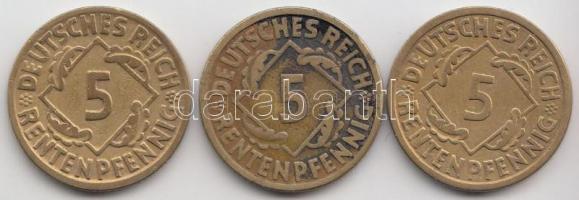 Német Birodalom/Weimari Köztársaság 1924A/D/J 10Rpf 3klf T:2,2- Germany/Weimar Republic 1924A/D/J 10 Rentenpfennig 3 diff. pcs C:XF,VF