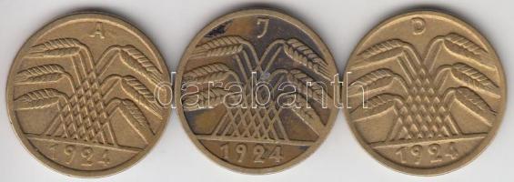 Német Birodalom/Weimari Köztársaság 1924A/D/J 10Rpf 3klf T:2,2-
Germany/Weimar Republic 1924A/D/J 10...