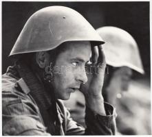 cca 1950-1960 Eberhard Klöppel (Berlin): Katonák a gyakorlótéren, pecséttel jelezve, 18x20 cm/ soldiers on parade ground.